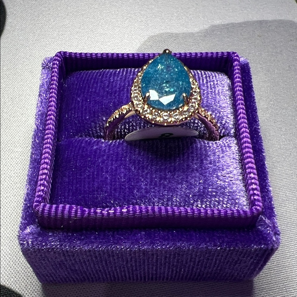 Teardrop Blue Stone Ring with Silver Band